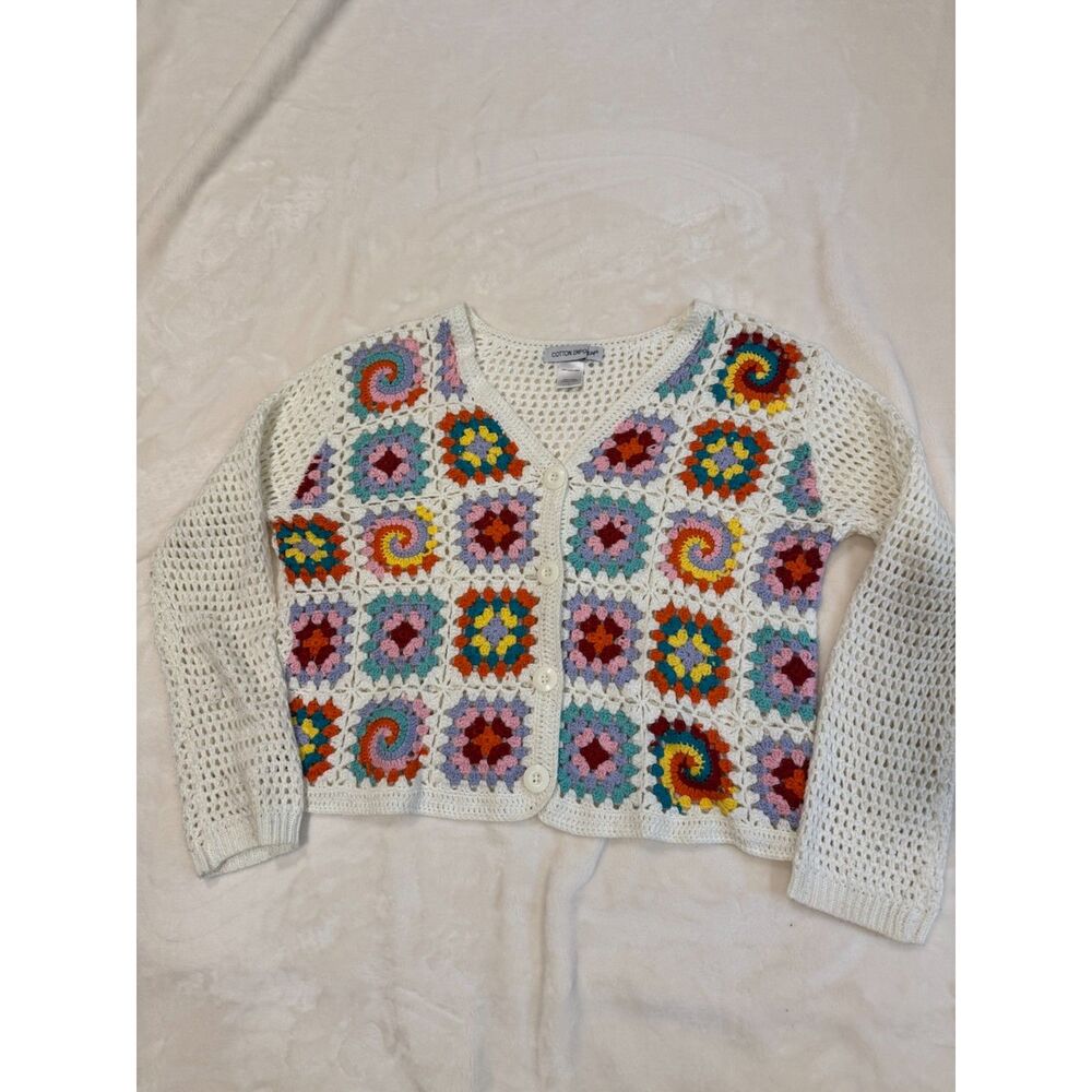 Cotton Emporium Crochet Granny Square Cardigan Size L